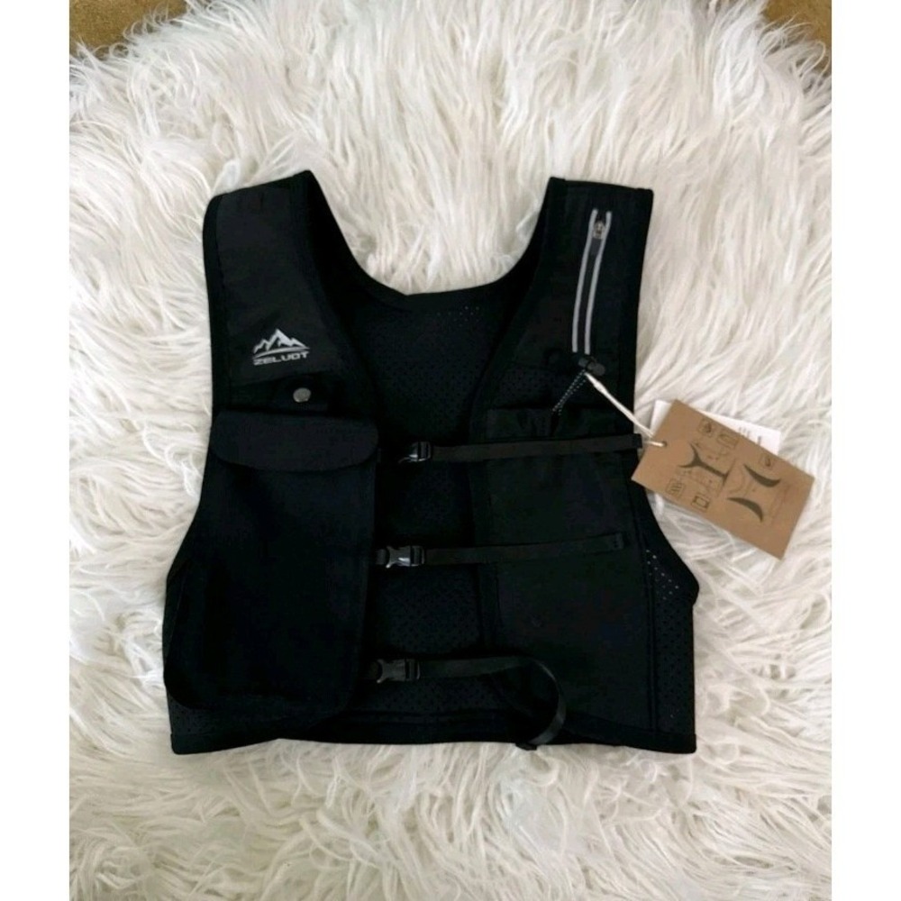 Zelvot Hydration Adjustable Hiking Running Vest Black Sm Reflective Phone Pocket